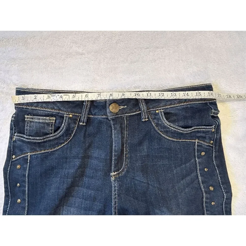 Women's Reba Jeans Size 10, Wide Stitch, Metal Studding, Straight Leg, Western